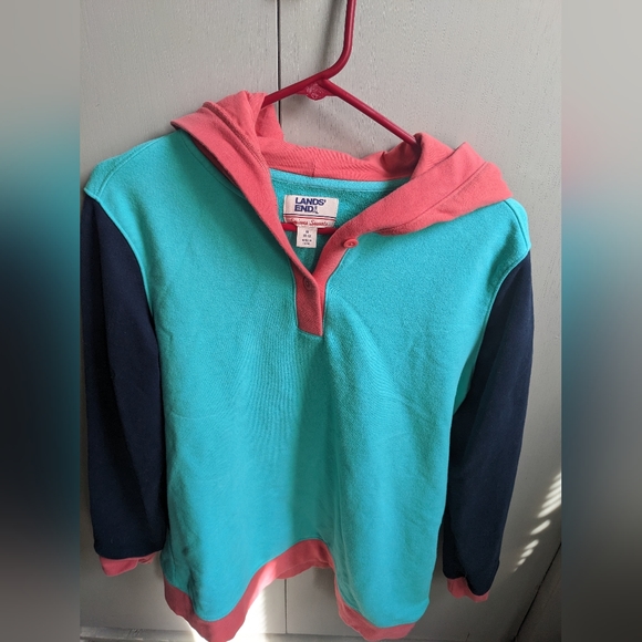 Lands End Serious Sweats Long Sleeve Button Hoodie - Picture 3 of 7